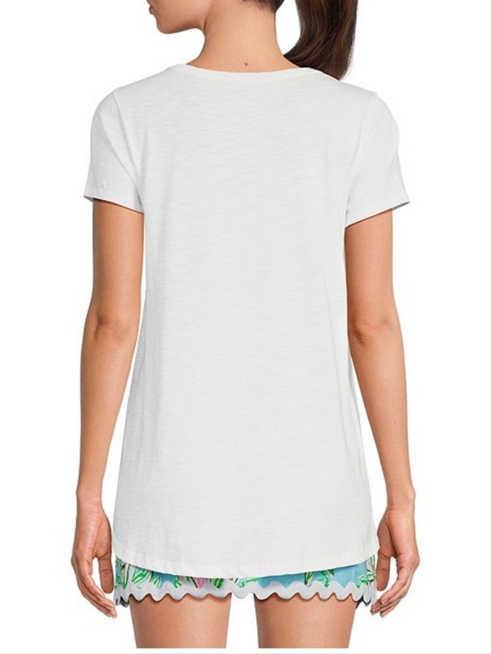 Lilly Pulitzer Etta White Scoop Neck Short Sleeve Tee Size XS - Picture 4 of 10